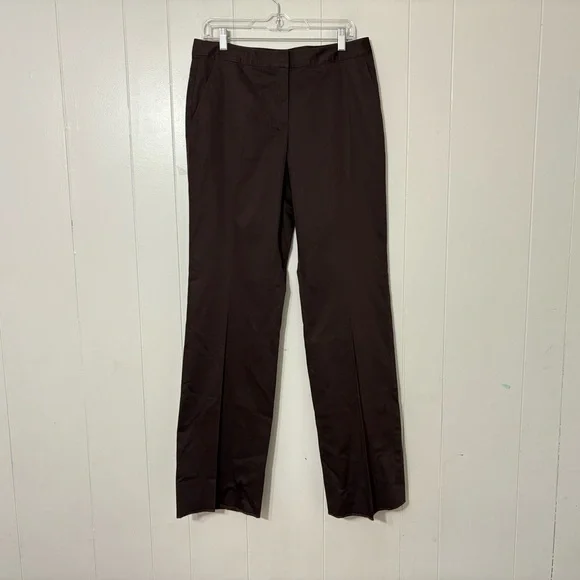 St. John For Neiman Marcus Fudge Brown Cotton Blend Career Pants Size 10 - Picture 1 of 7